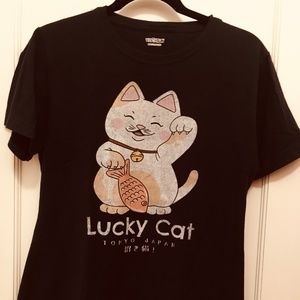 Fifth Sun Lucky Cat Tee Shirt, size L